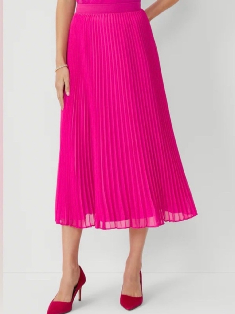 Pink Pleated Petite Skirt